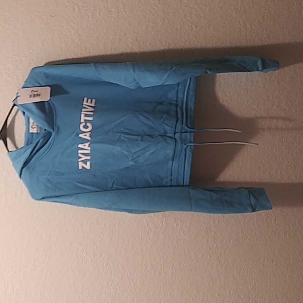 Blue Uppercut Crop Hoodie